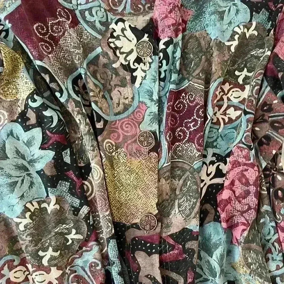 Vintage boho hippie button up shirt basic editions women's 3XL oversized draped - Picture 3 of 7